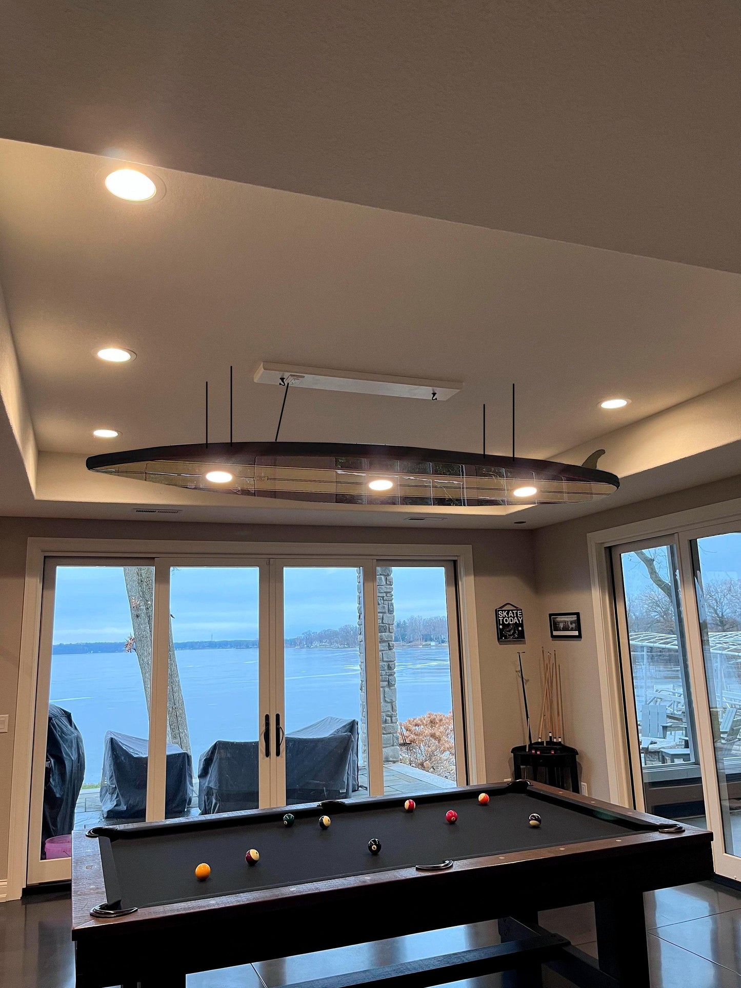 Surfboard shaped ceiling chandelier, Pool Billiard Table Light