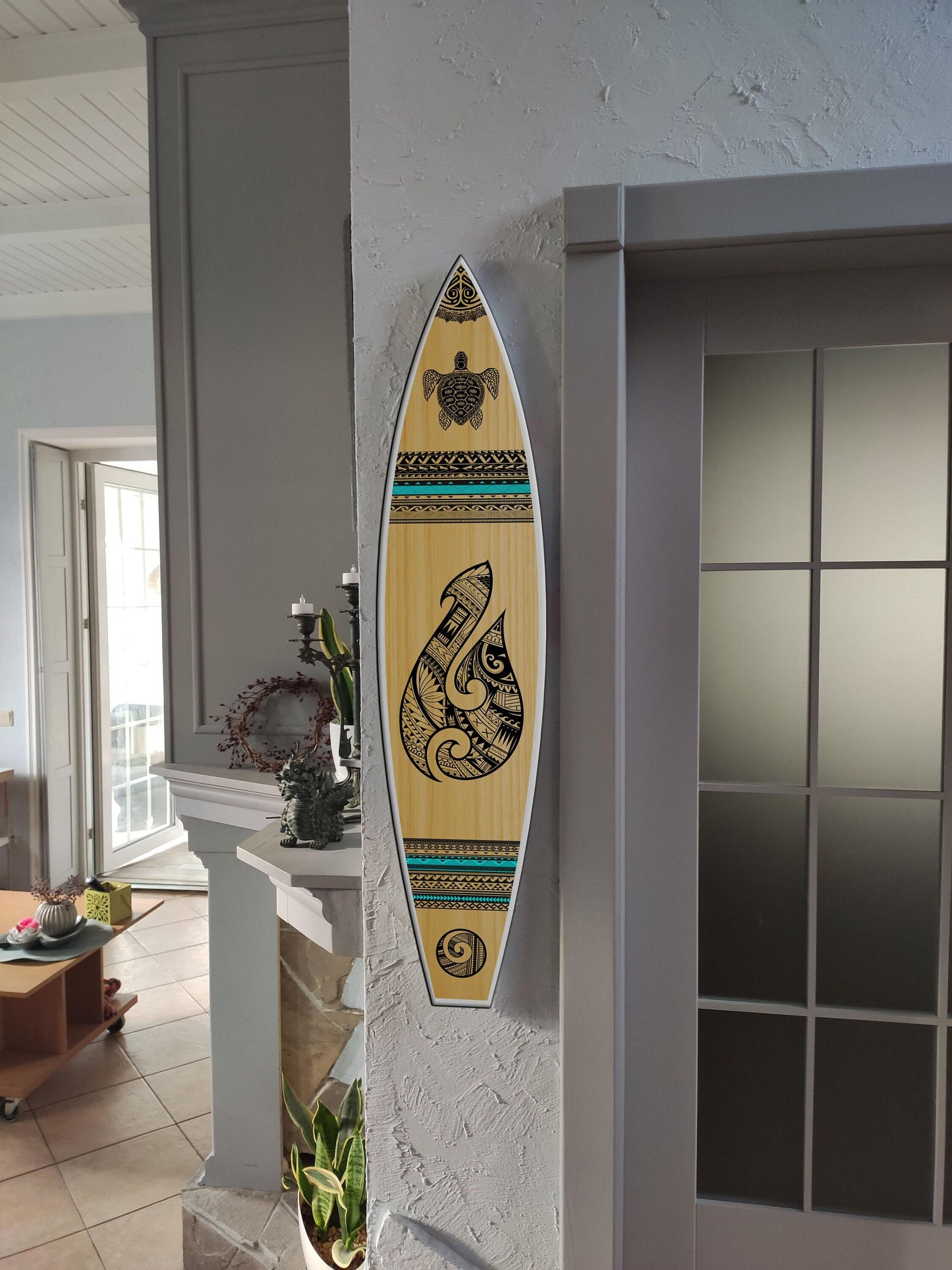 Turtle Surfboard Wall Art - Coastal decor