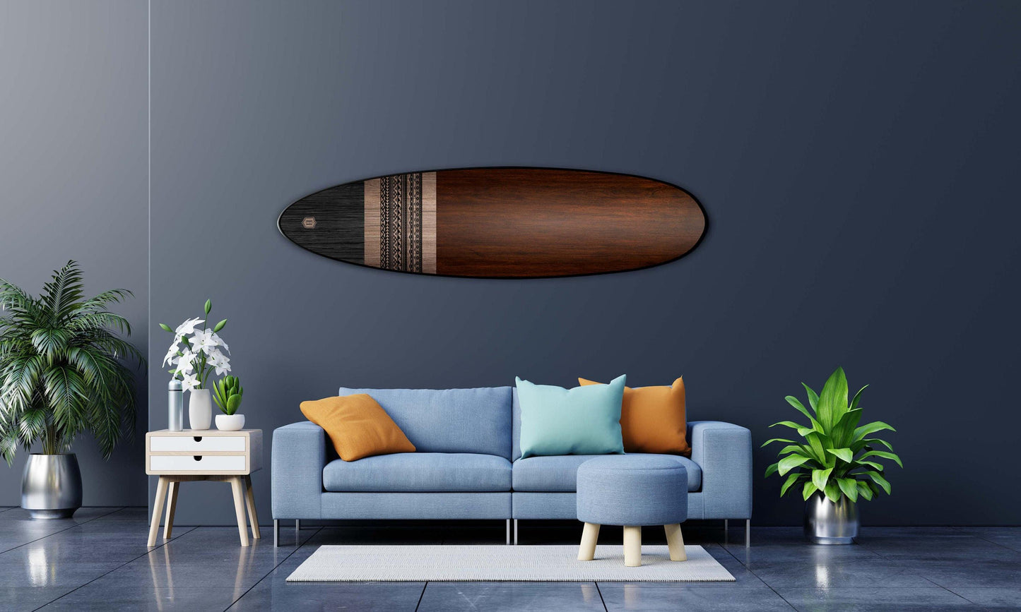Polynesian Tiki Surfboard Wall Art – Maori Tribal Bar Decor, Coastal Wood Sign