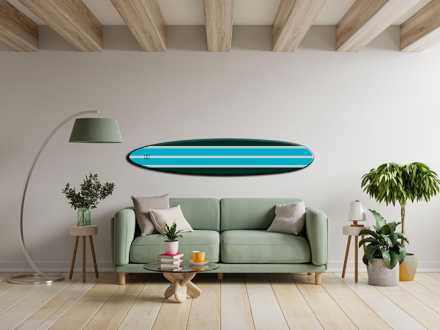 Wood Surfboard Wall Art: Tropical Beach Bar Decor, 40 Inch