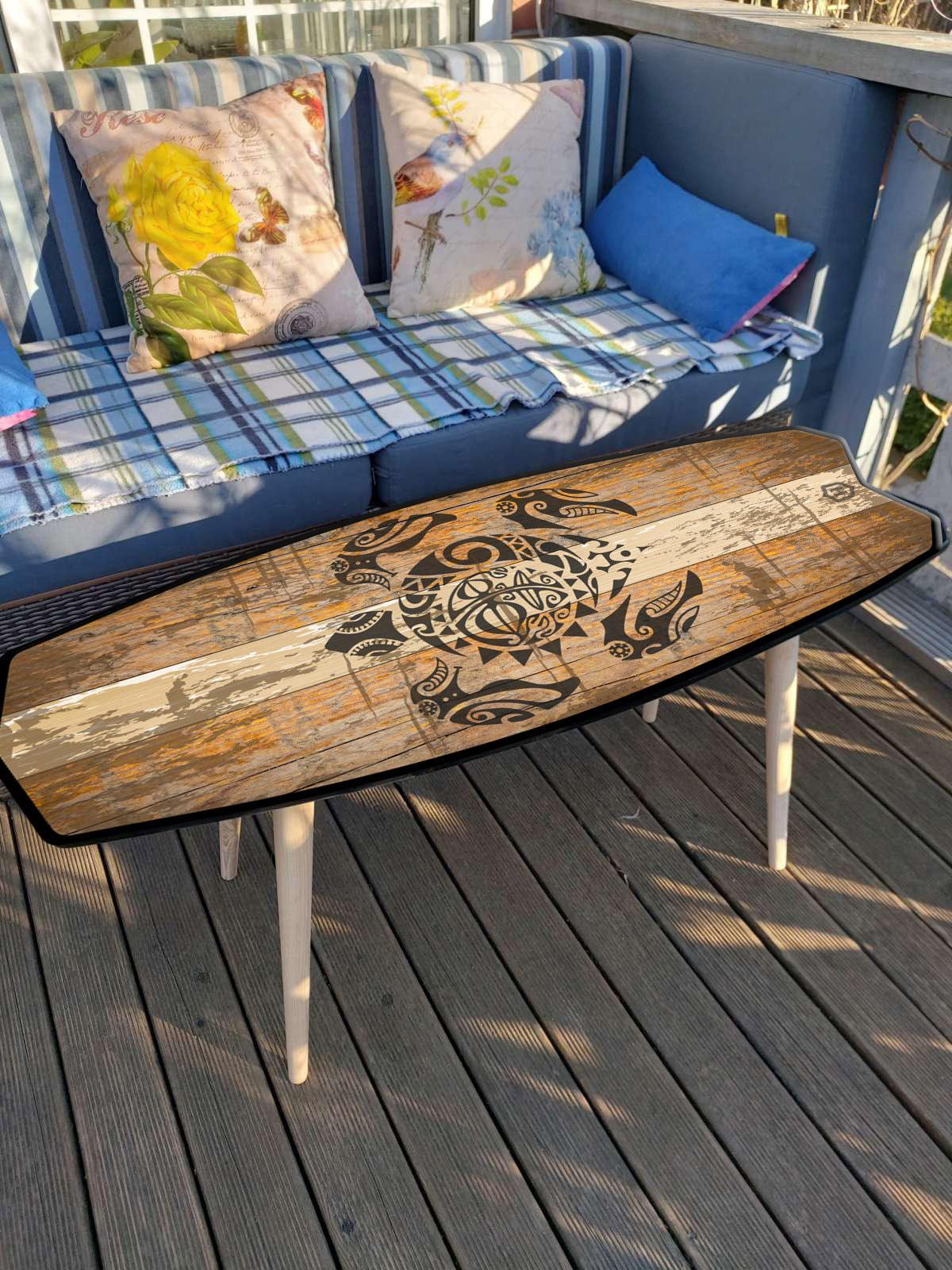 Turtle Surfboard Coffee Table – Vintage Coastal Charm