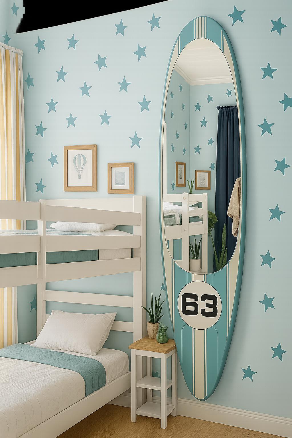 Surfboard Mirror: Race Car Design - Sporty Kids Room Decor