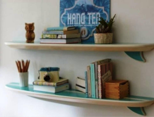 Surfboard Wall Shelves – Set of 2 Floating Shelves for Beach & Coastal Decor