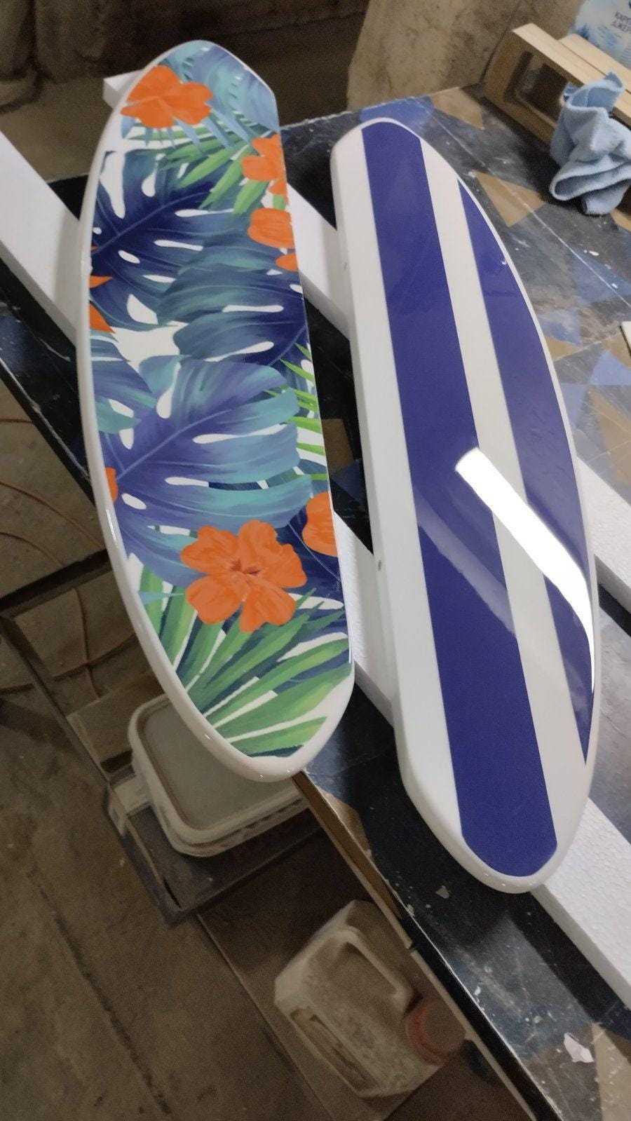 Surfboard Wall Shelves – Set of 2 Floating Shelves for Beach & Coastal Decor
