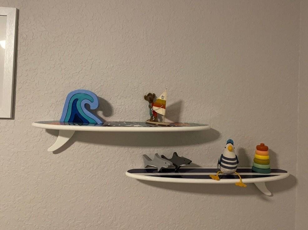 Surfboard Wall Shelves – Set of 2 Floating Shelves for Beach & Coastal Decor