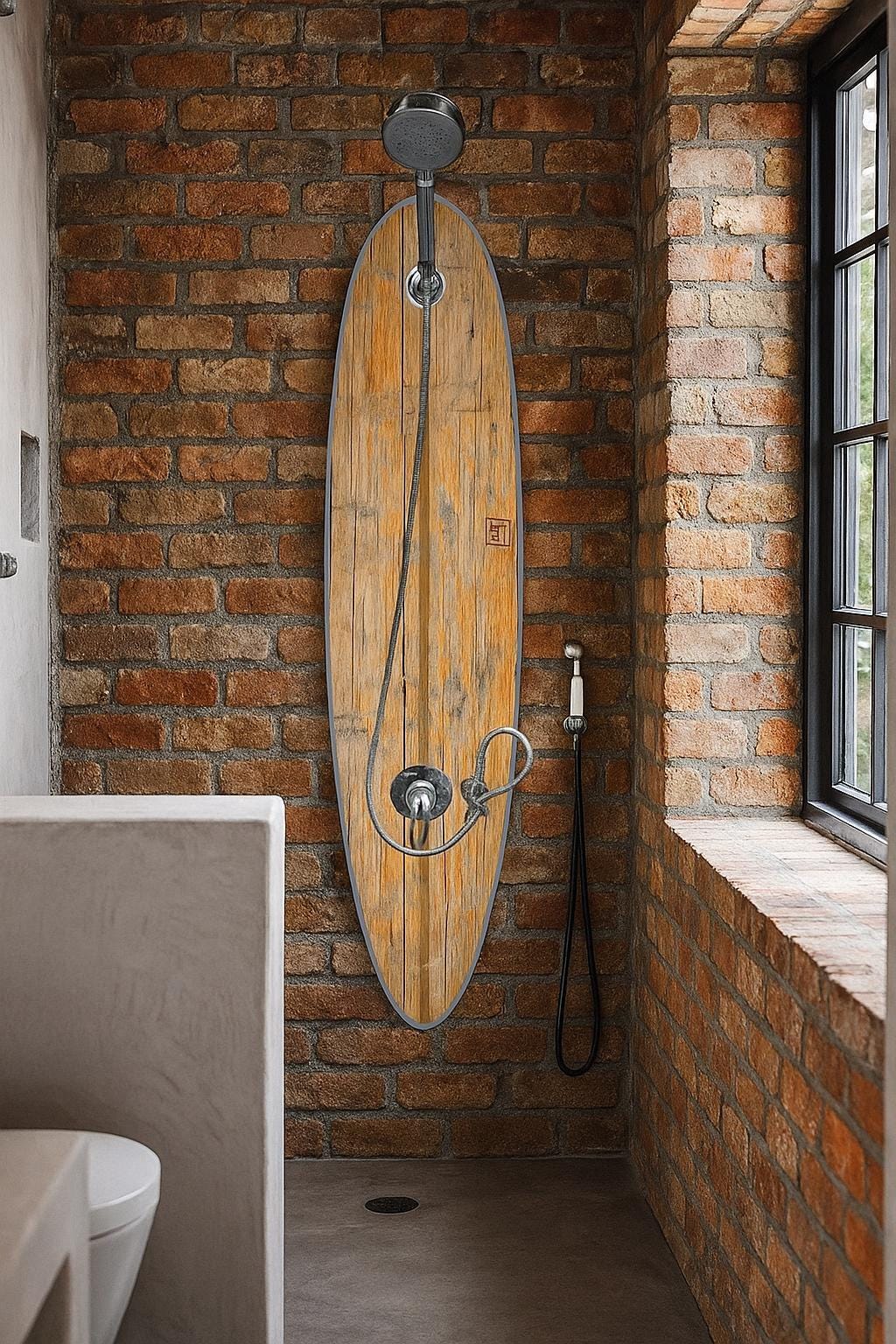 Surfboard Shower Panel – Retro Beach Design