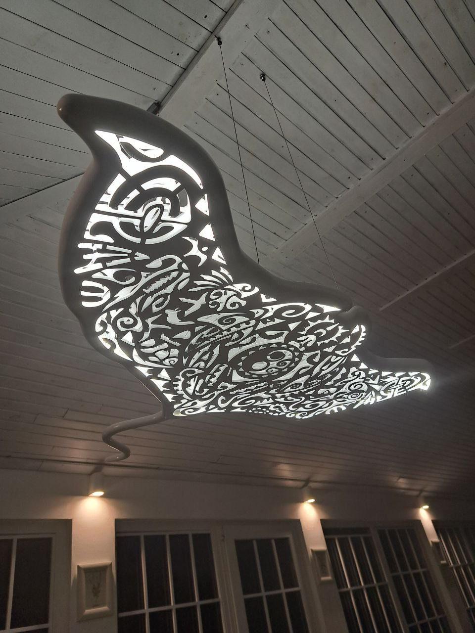 Manta Ray Ceiling Light – Ocean Spirit LED Sculpture (40 inches)