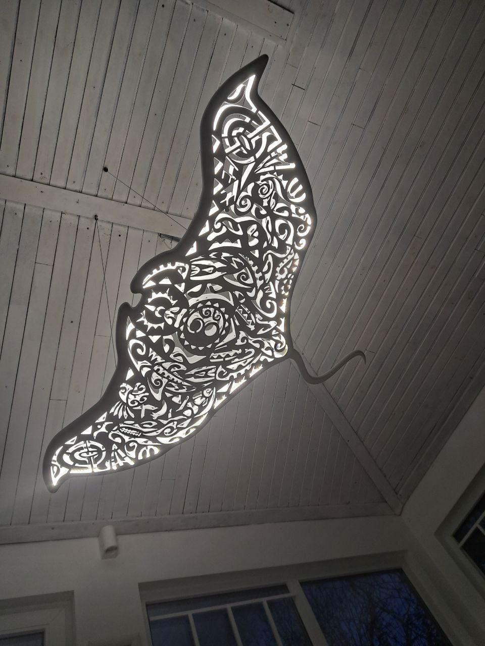 Manta Ray Ceiling Light – Ocean Spirit LED Sculpture (40 inches)