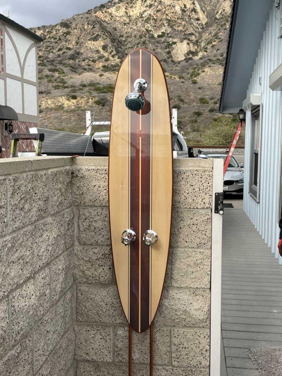 Surfboard Shower Panel – Retro Beach Design