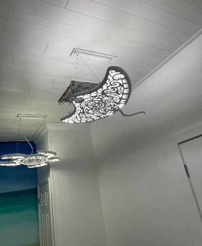 Manta Ray Ceiling Light – Ocean Spirit LED Sculpture (40 inches)