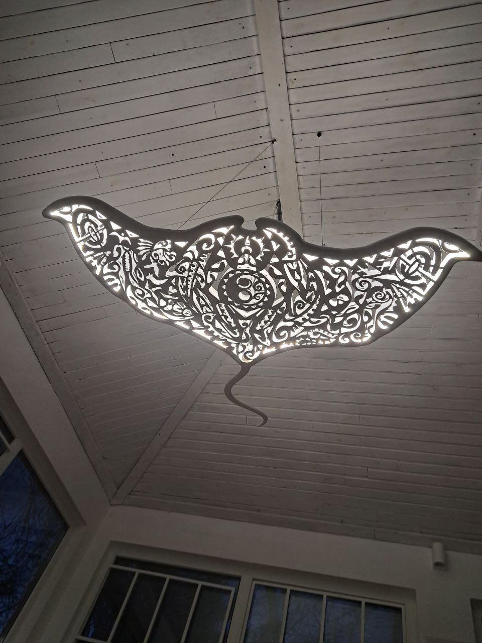 Manta Ray LED Ceiling Chandelier – Sculptural Ocean Statement Ligh