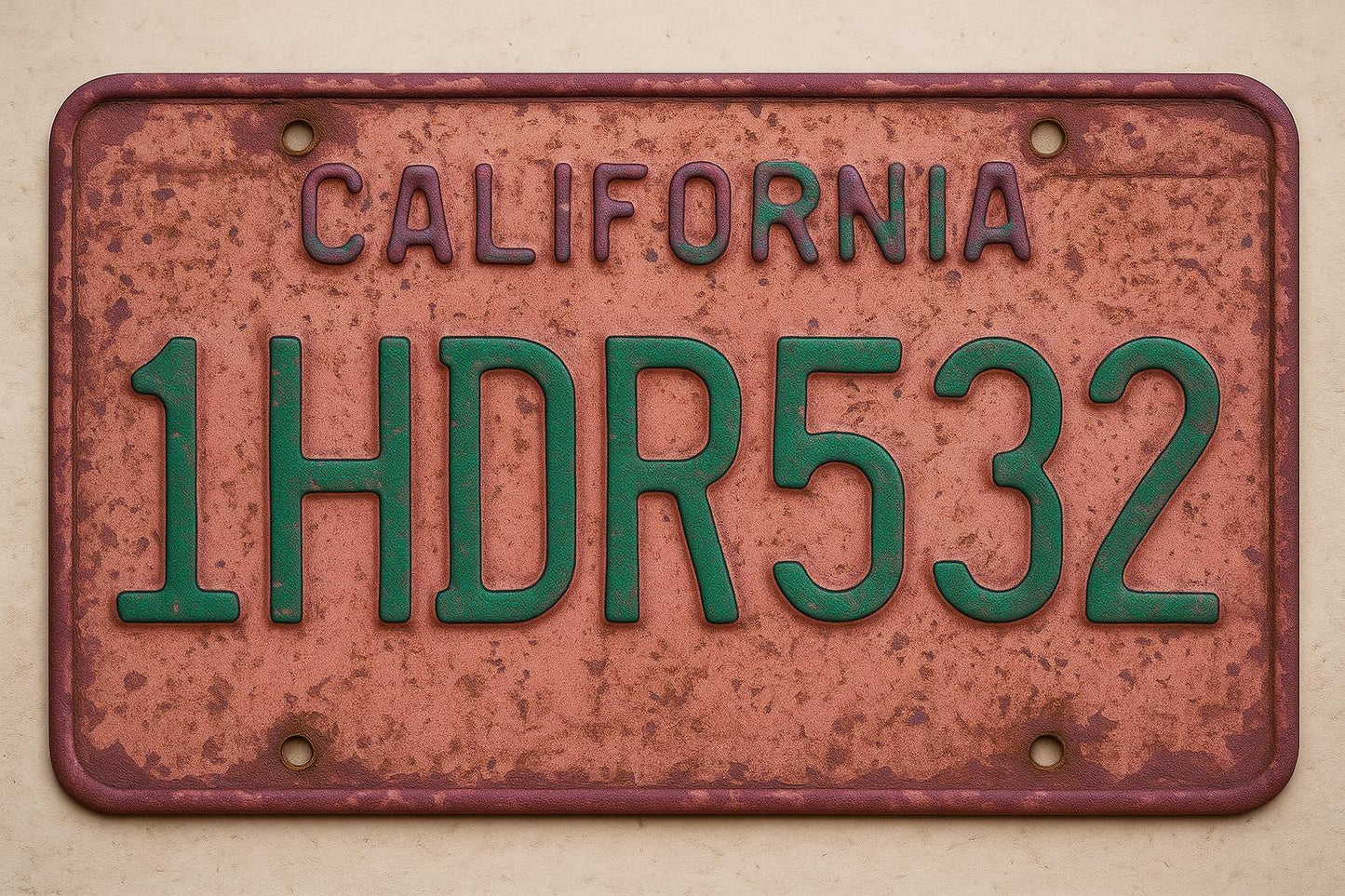 Surfboard Mirror – Vintage Car Trunk Style with Pink California Plate – Retro Surf Wall Decor