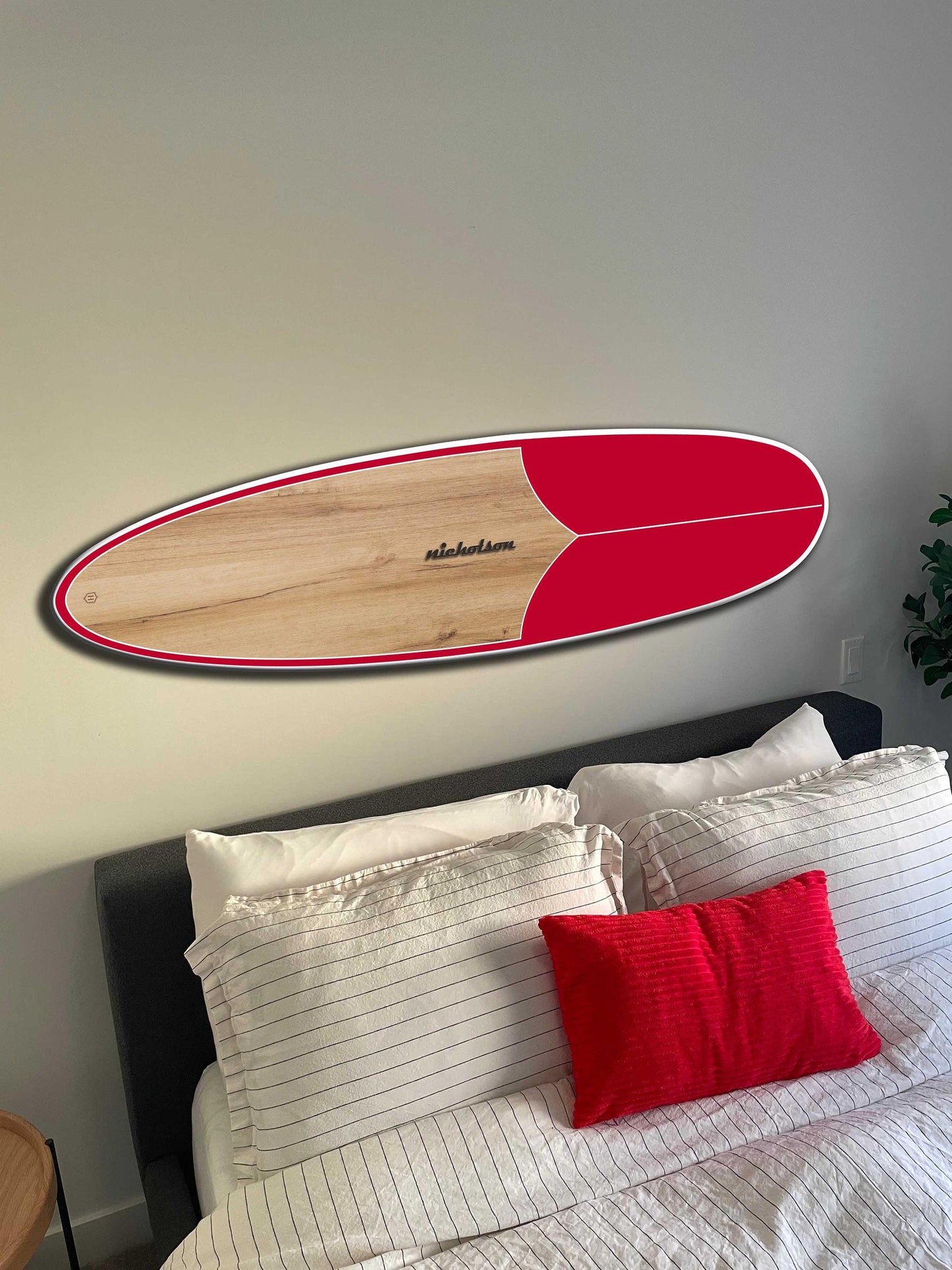 Wooden Surfboard Wall Art: Nautical Coastal Decor (40 inch)