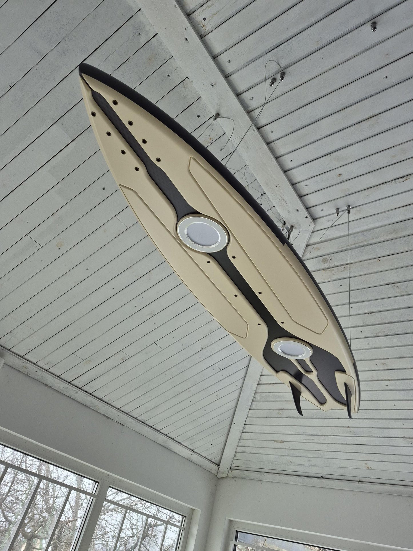 Futuristic Surfboard LED Ceiling Light – Modern Tech Design Statement Lamp