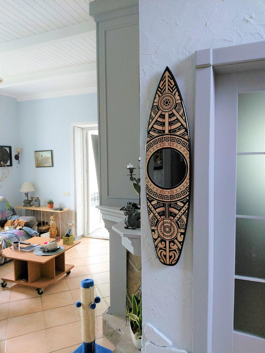 Surfboard Mirror Wall Art: Beach Decor, Surfing Gift (100cm)