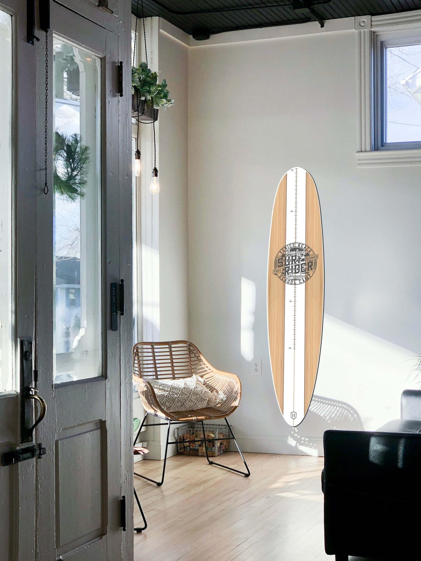 Surfboard Growth Chart: Wooden Kids Height Tracker, Neutral Nursery Decor