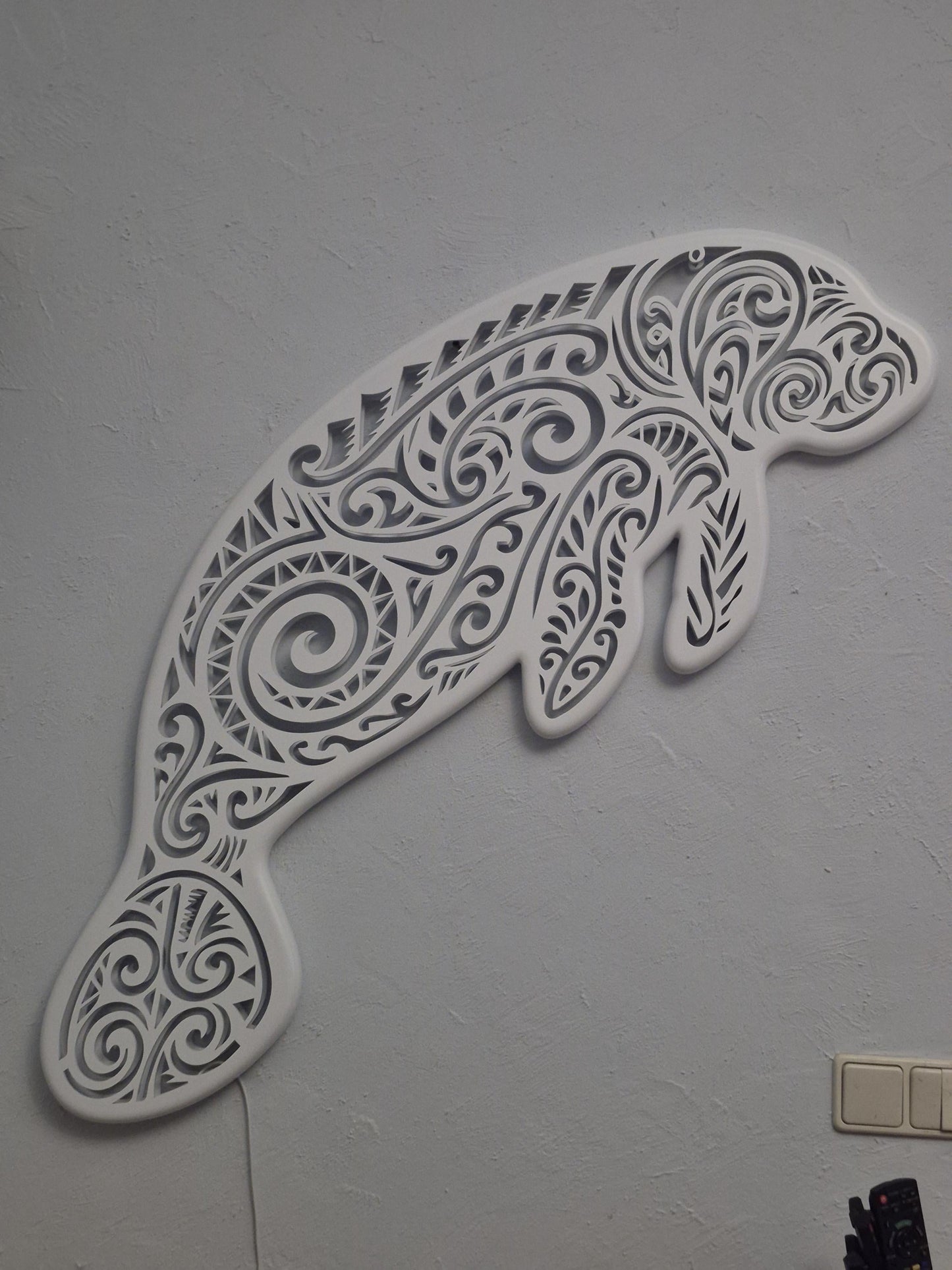 Tribal Manatee Wall Lamp – Ocean Animal LED Decor