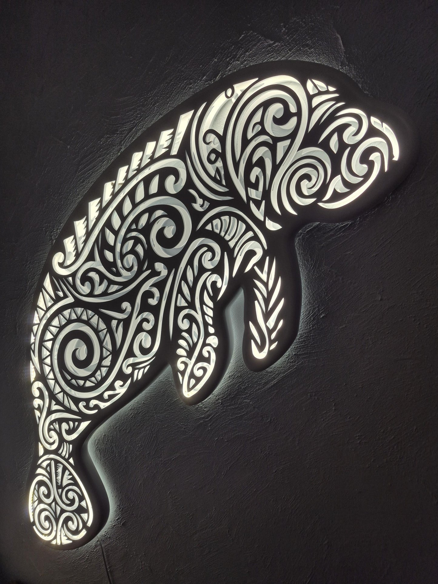 Tribal Manatee Wall Lamp – Ocean Animal LED Decor