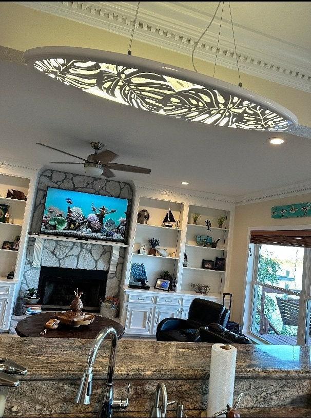 Surfboard Ceiling Light: Monstera Leaf LED Lamp