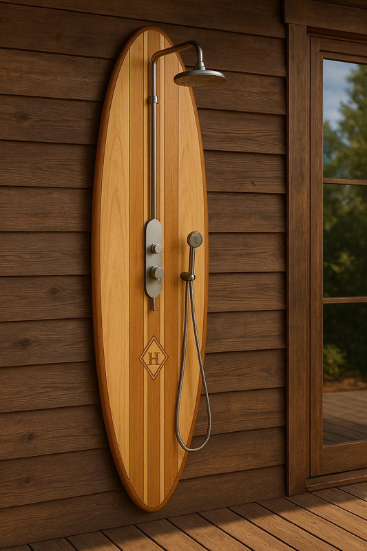 Handmade Surfboard Shower Panel – Coastal Bathroom Decor