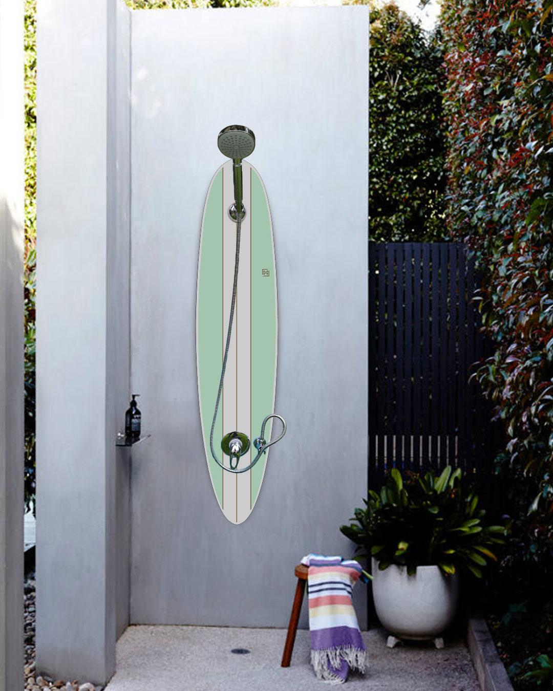 Surfboard Shower Panel, Minimalist Coastal Bathroom Feature, Spa Decor