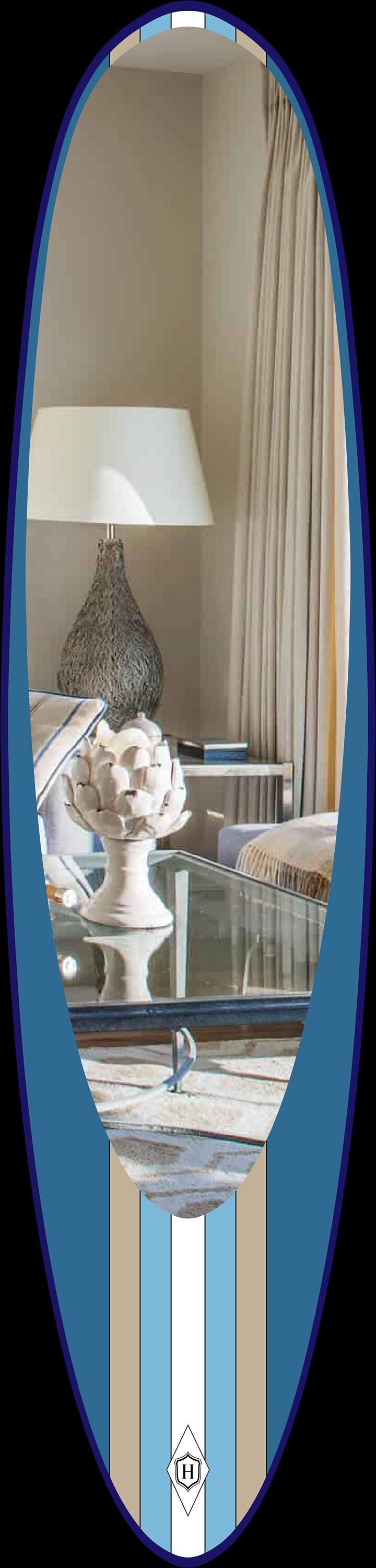 Surfboard Mirror – Large Coastal Wall Mirror for Bathroom or Beach House Decor