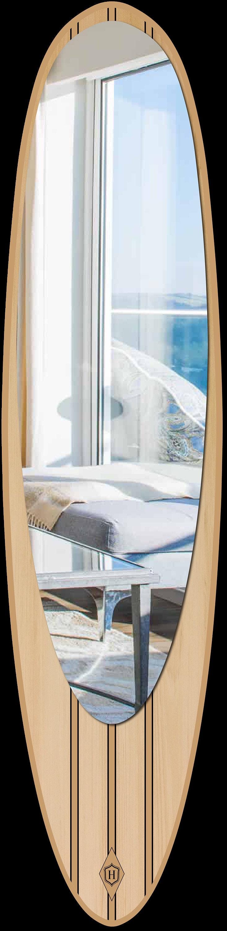 Surfboard Mirror – Large Coastal Wall Mirror for Bathroom or Beach House Decor