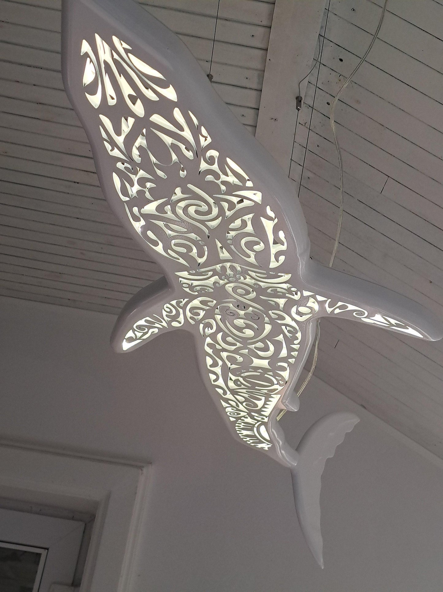 Мako shark ceiling chandelier in Maori surf style
