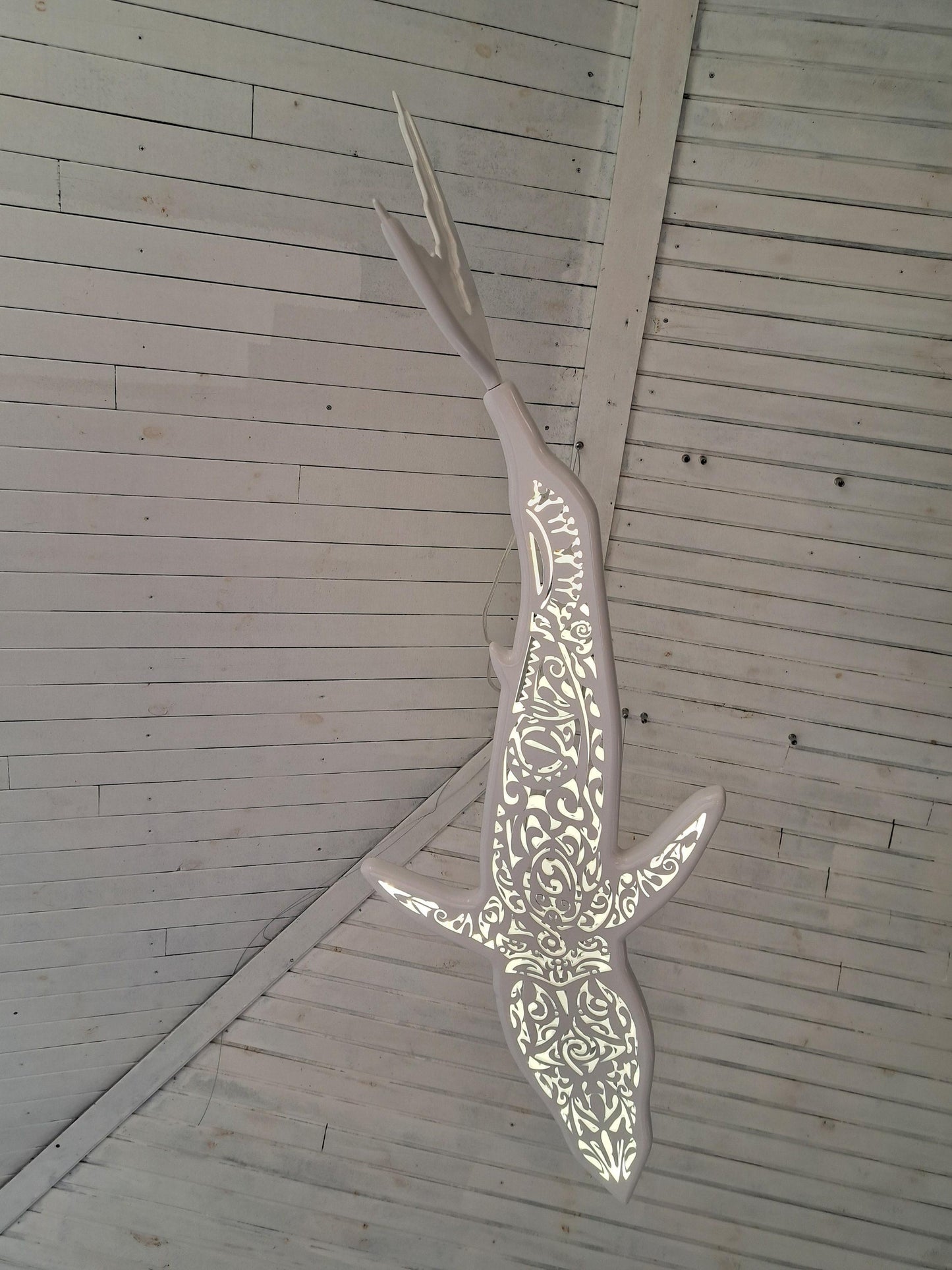 Мako shark ceiling chandelier in Maori surf style