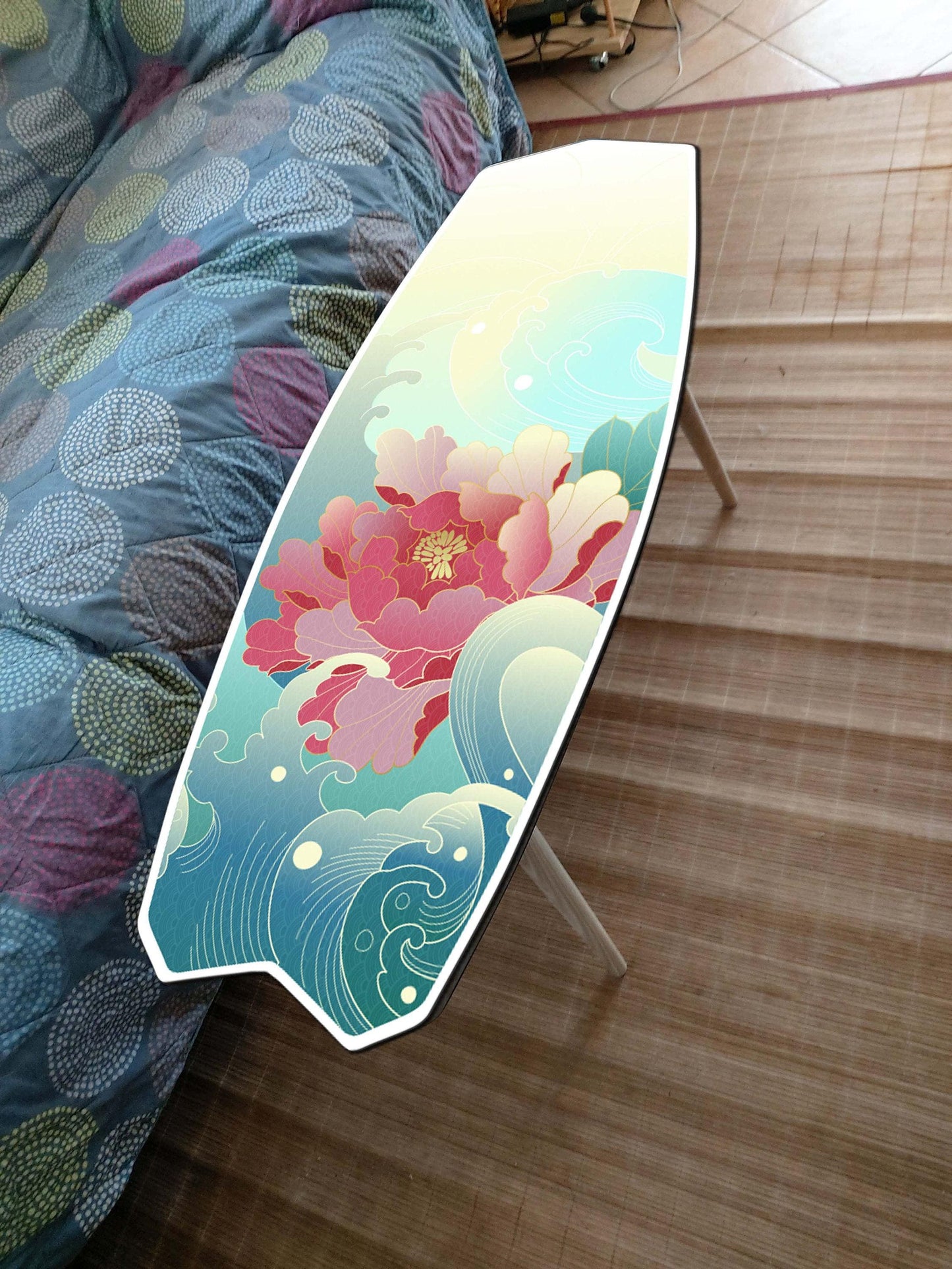 Surfboard Coffee Table: Yellow Flower Beach Decor