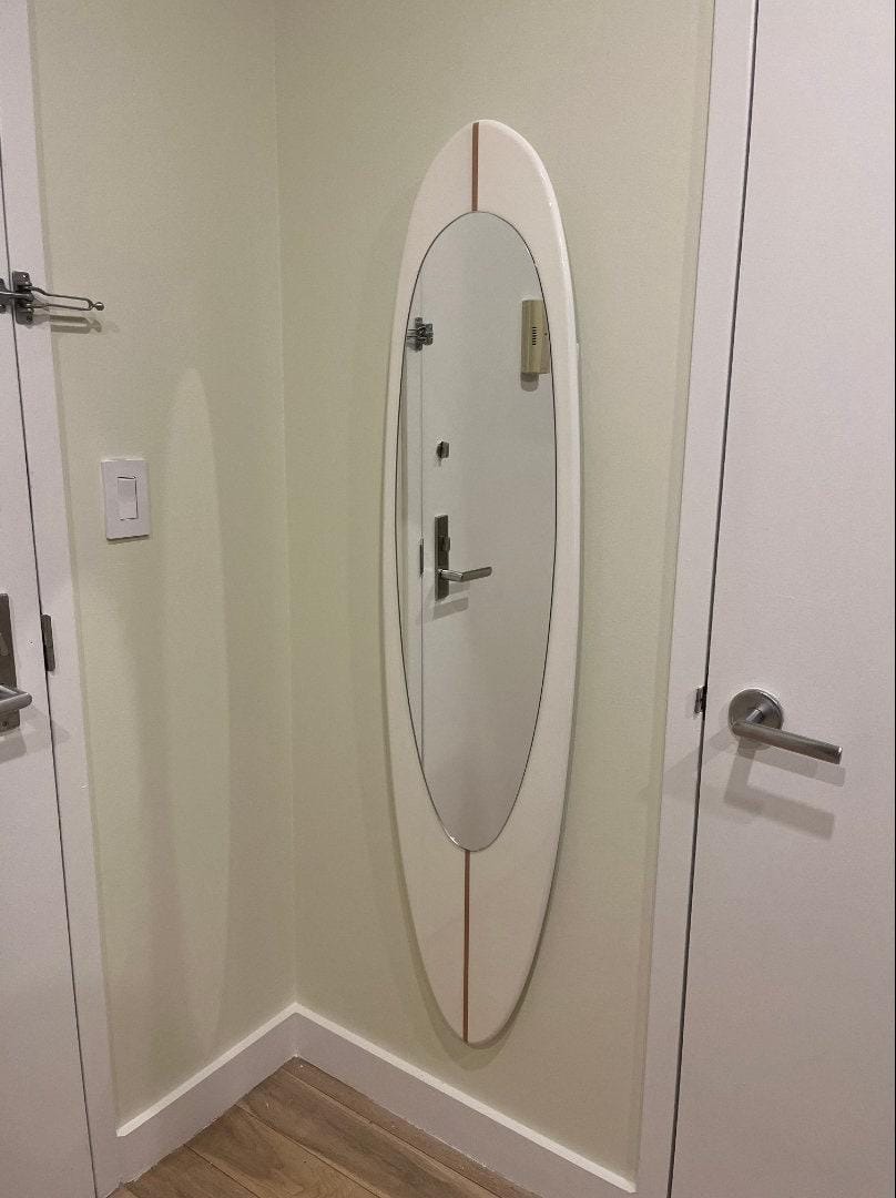 Surfboard Mirror - Coastal Beach House Wall Decor