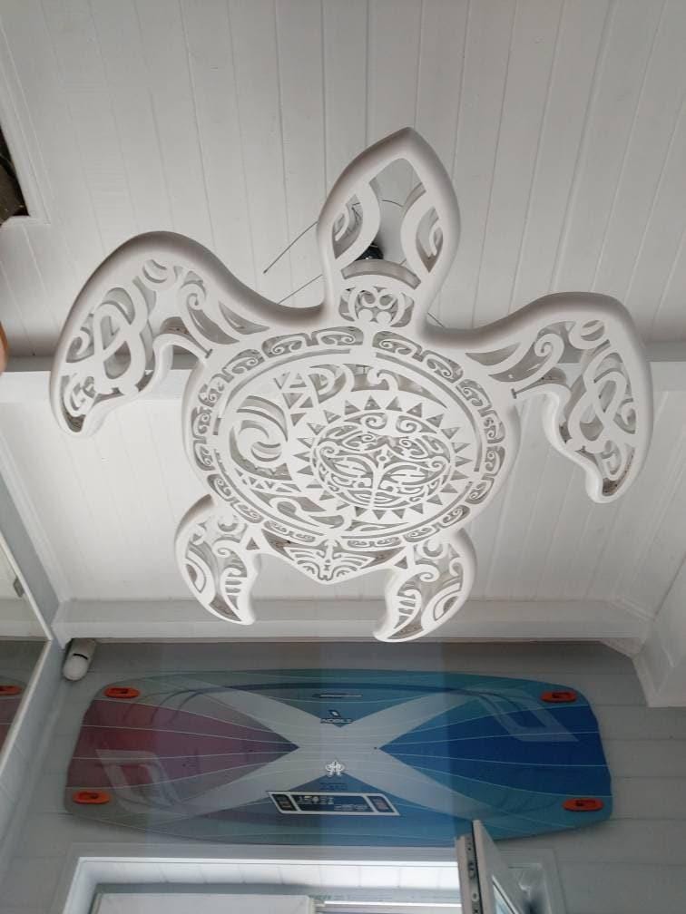 Turtle Ceiling Light – Handcrafted Ocean-Inspired Chandelier – Surf Style Coastal Decor – LED Sea Turtle Lamp
