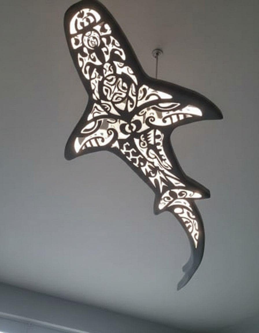 Flying Shark LED Ceiling Chandelier – 50 Inch Ocean Statement Light