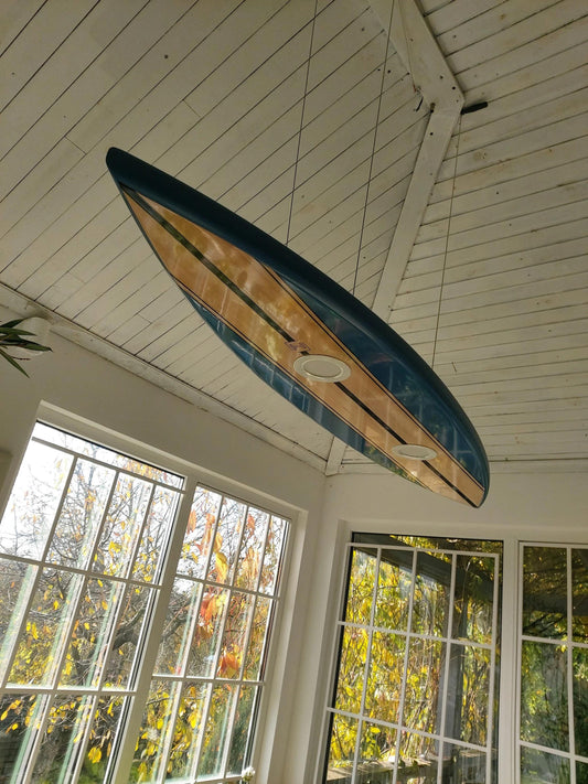 Surfboard Pool Table Light – LED Surfboard Ceiling Chandelier for Game Room & Coastal Decor