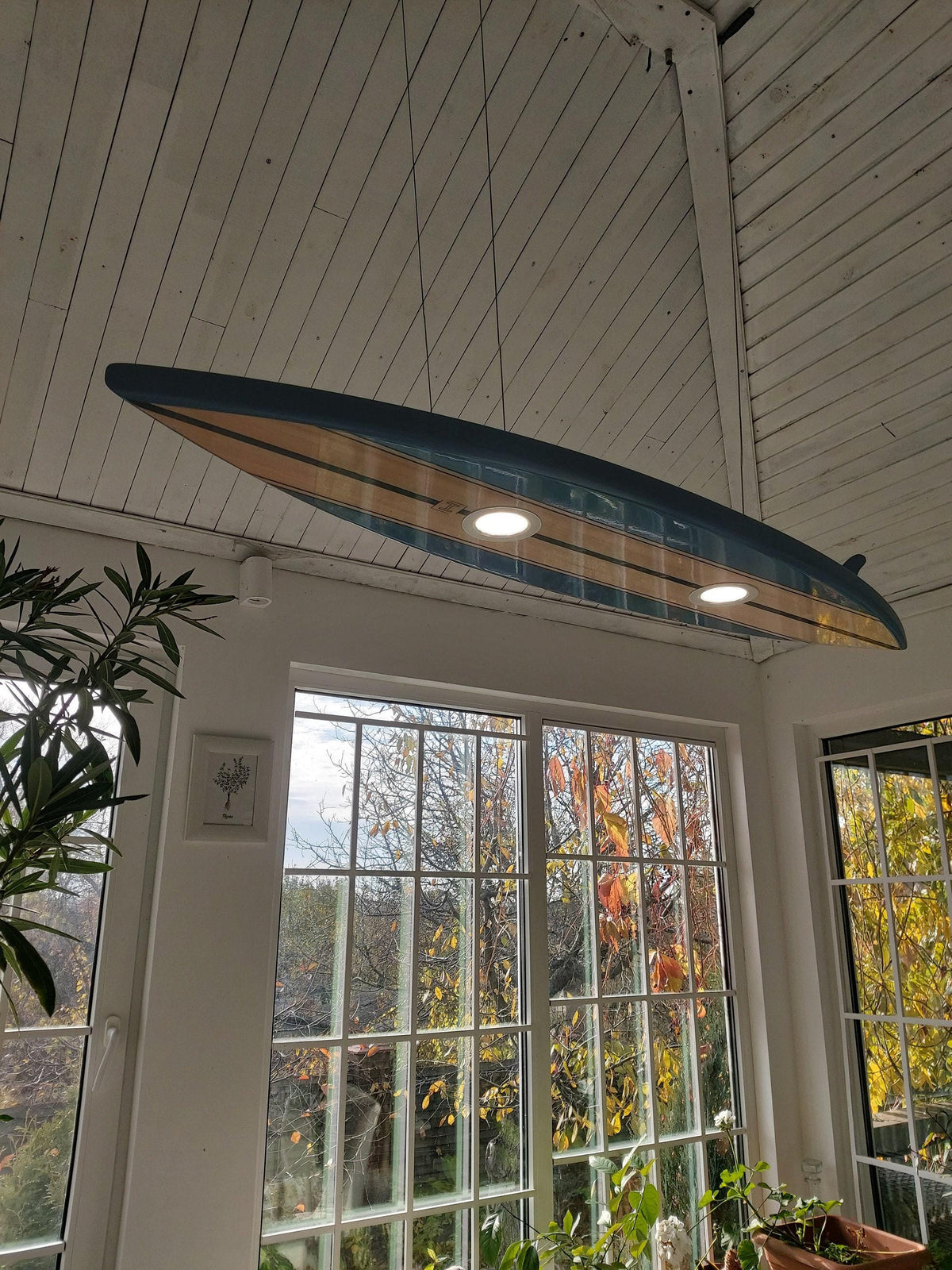 Surfboard Pool Table Light – LED Surfboard Ceiling Chandelier for Game Room & Coastal Decor