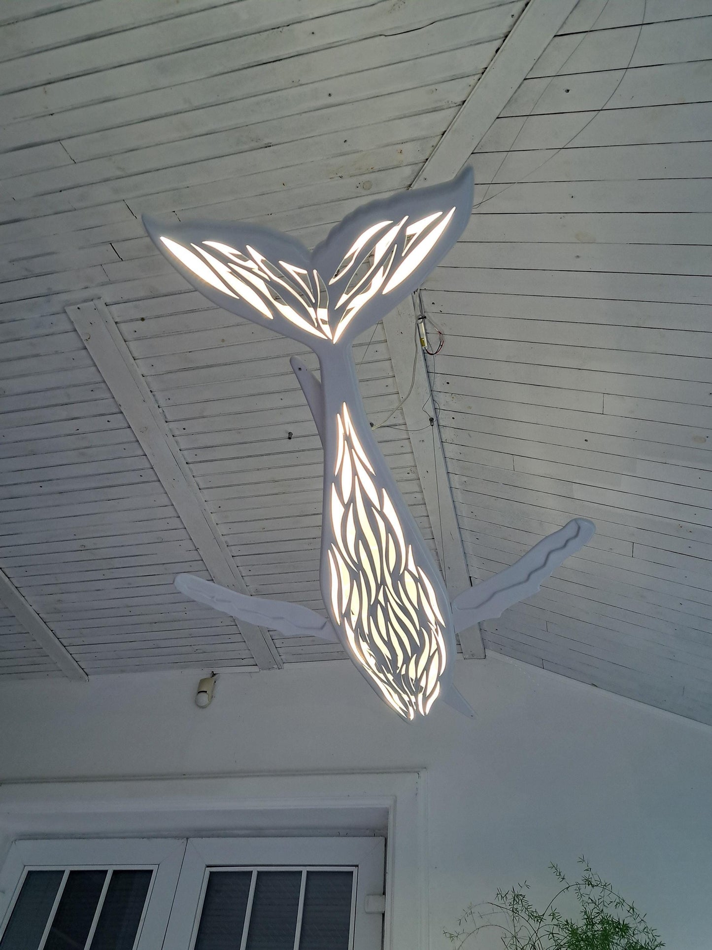 Whale LED Ceiling Chandelier 40 Inch – Ocean Light for Coastal Homes