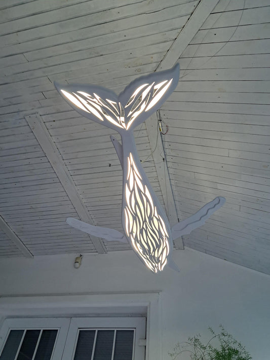 Whale LED Ceiling Chandelier 40 Inch – Ocean Light for Coastal Homes