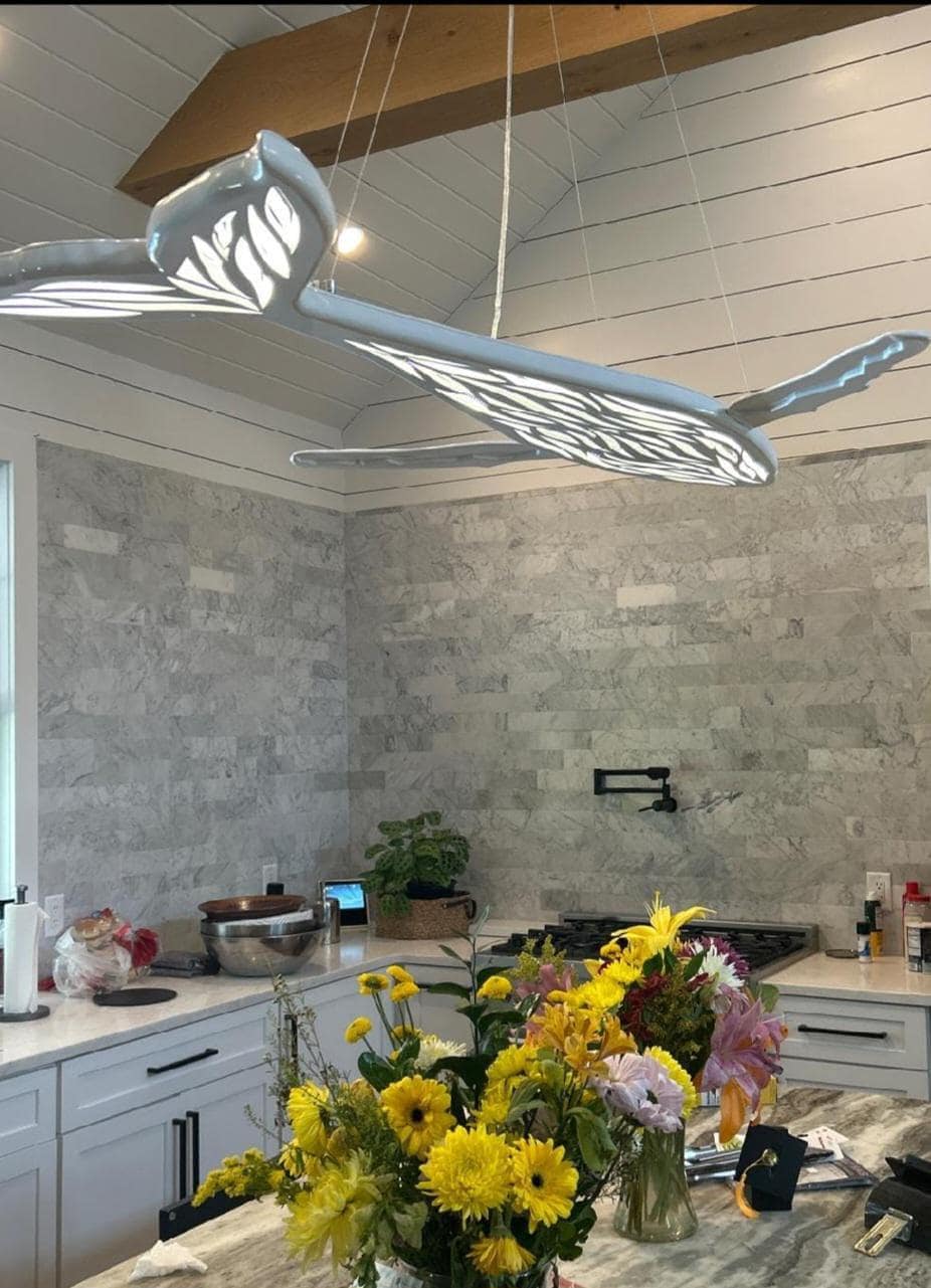Whale LED Ceiling Chandelier 40 Inch – Ocean Light for Coastal Homes