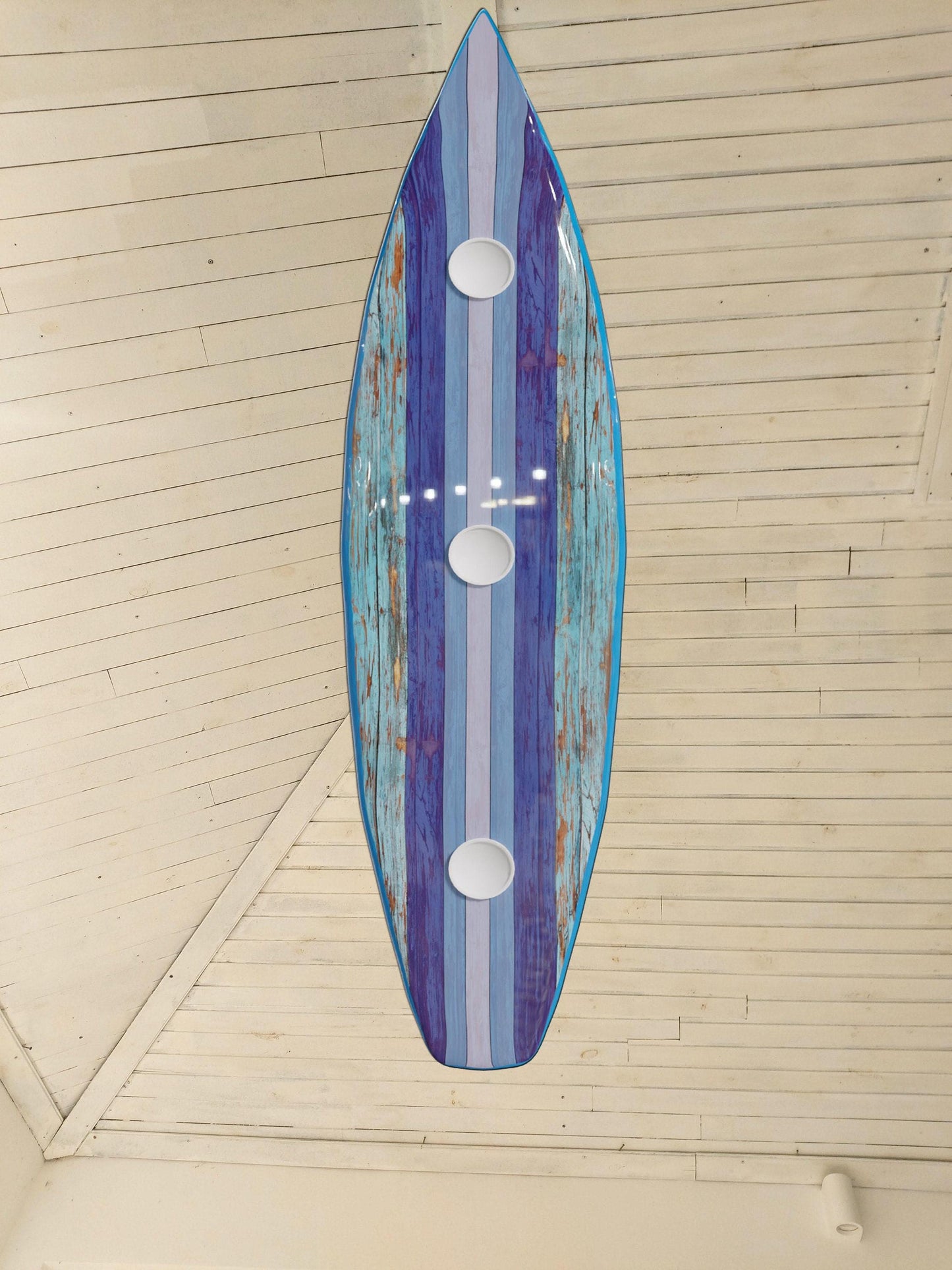 Surfboard shaped ceiling chandelier, Blue Vintage, Pool Billiard Table Light