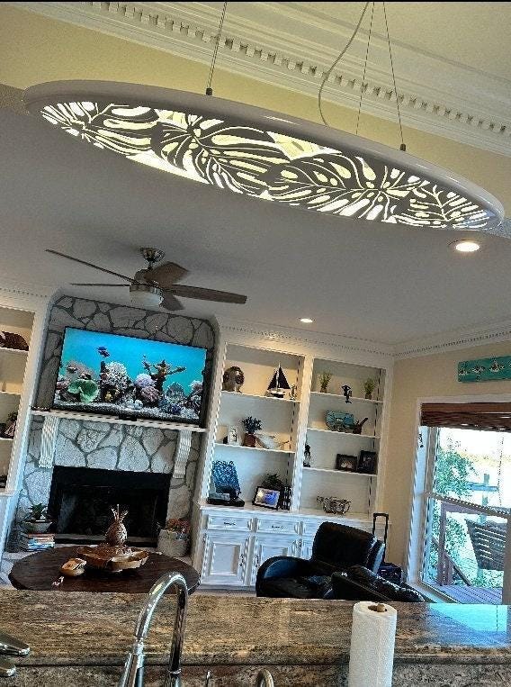 Surfboard LED Ceiling Light, Cannabis Leaf Decor, Wooden Wall Lamp