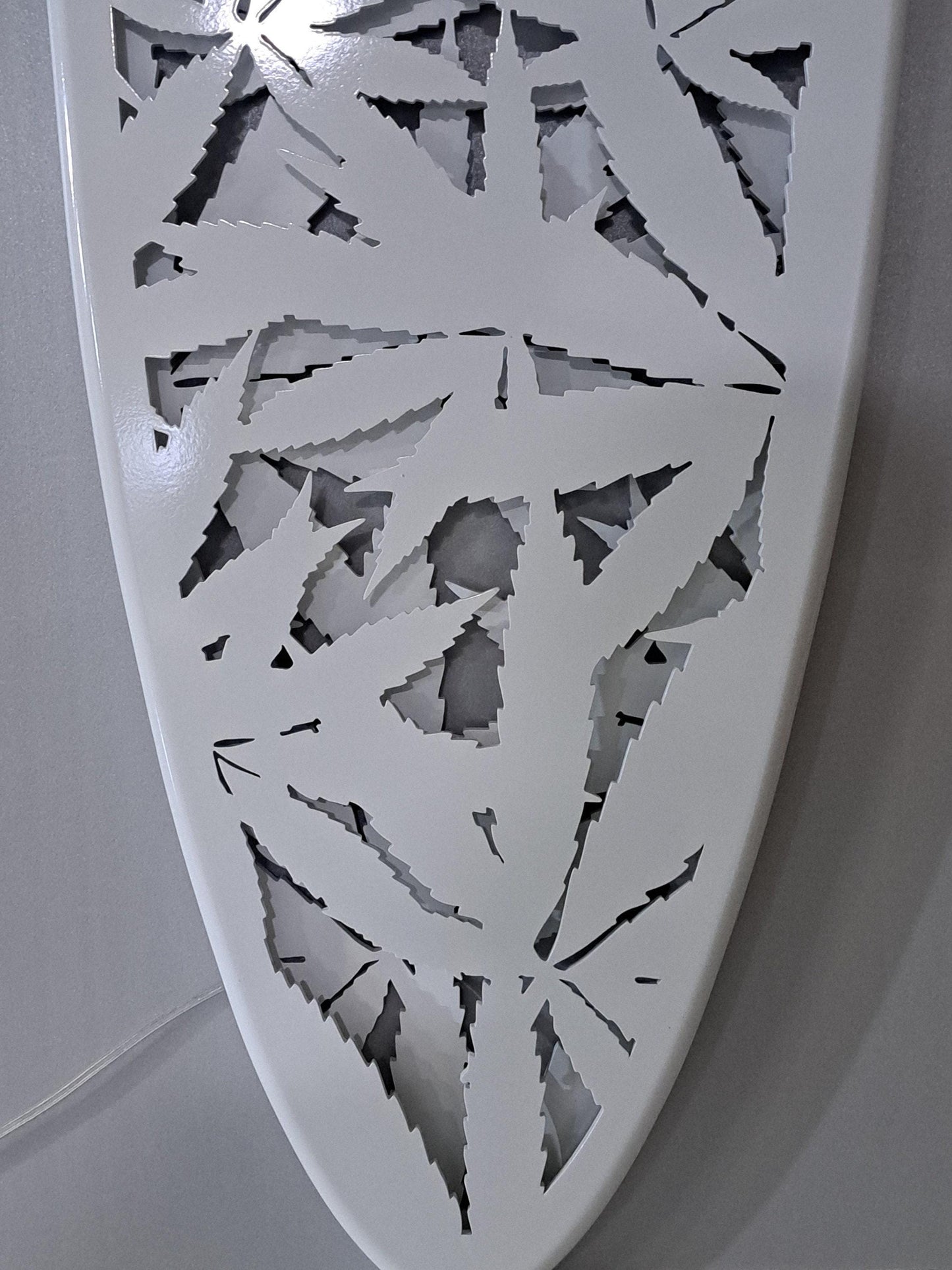 Surfboard LED Ceiling Light, Cannabis Leaf Decor, Wooden Wall Lamp