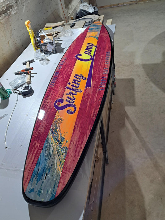 Surfboard shaped ceiling chandelier Surf Camp, Pool Billiard Table Light