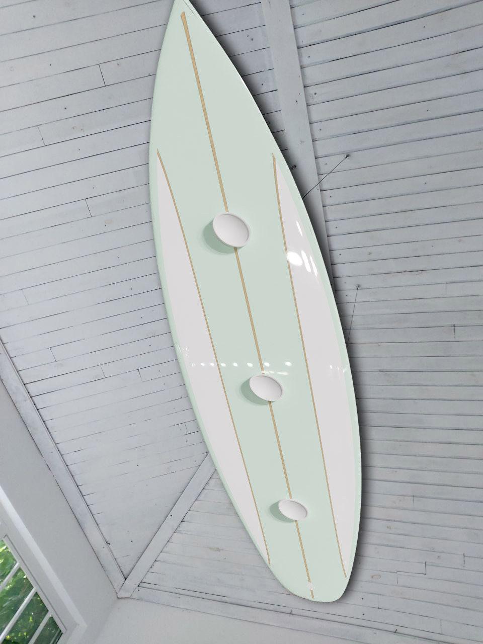 Surfboard shaped ceiling chandelier, Light green, Pool Billiard Table Light