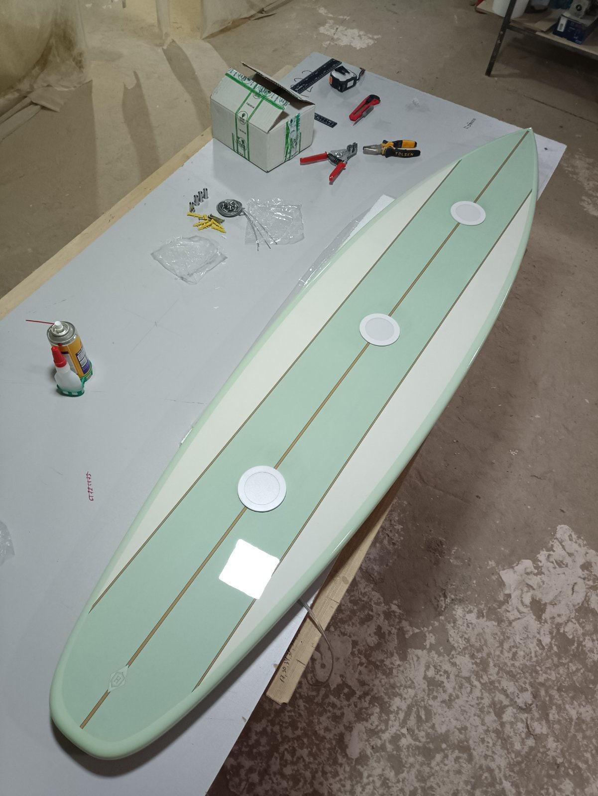 Surfboard shaped ceiling chandelier, Light green, Pool Billiard Table Light