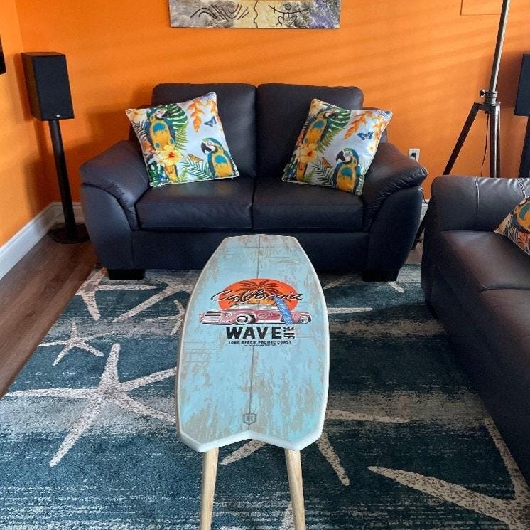 Surfboard Coffee Table: Beach Bar Decor, Surf Gift