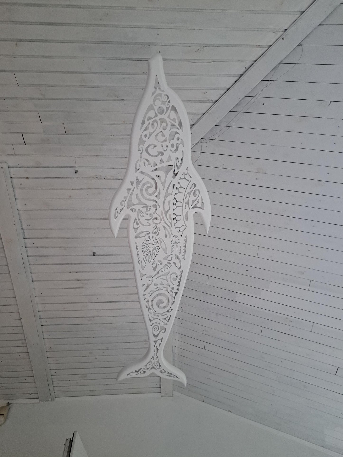 Handcrafted unique Dolphin ceiling chandelier in Maori surf style