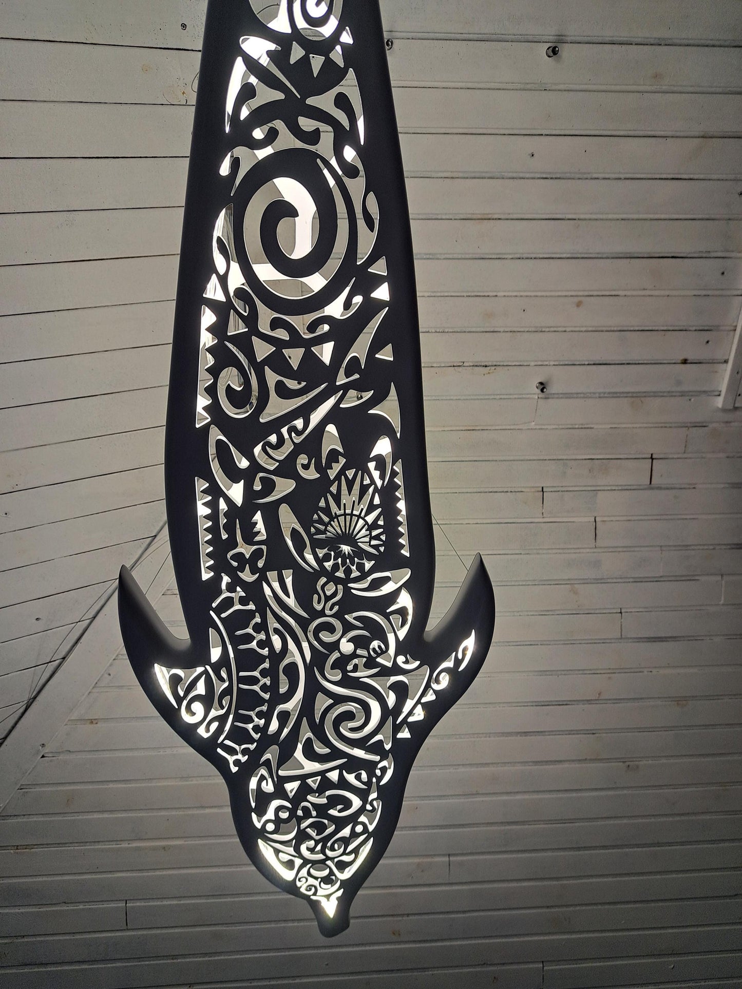 Handcrafted unique Dolphin ceiling chandelier in Maori surf style