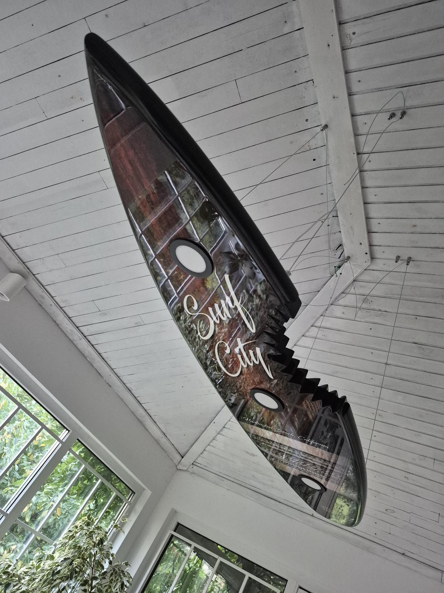 Shark Bite Surfboard Light – LED Billiard Table Pendant | Huntington Beach Surf Decor