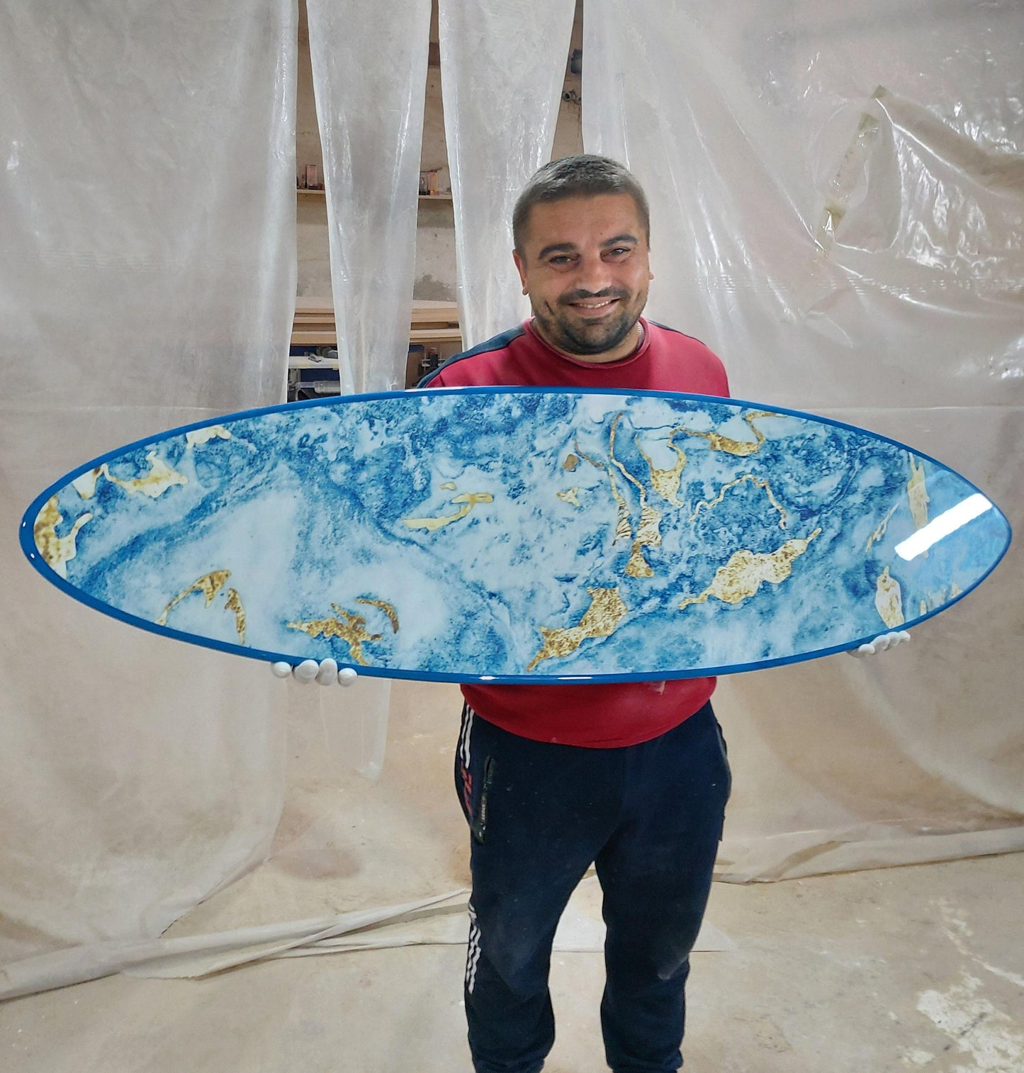 Marble Surfboard Wall Art - Beach Bar Decor