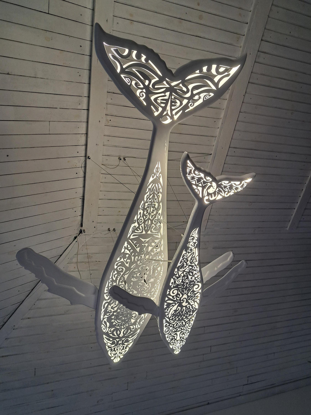 72 " Black Whale and Calf LED Chandelier (without strip)